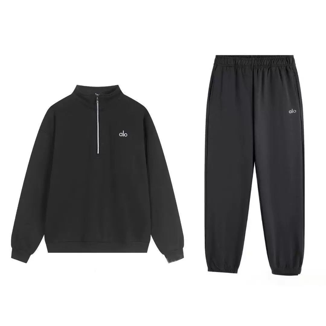 Alo Yoga Half-Zip Tracksuit Set (Black)