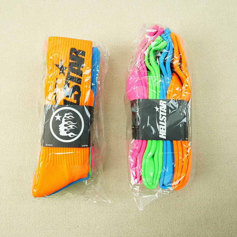 Hellstar Logo Socks (4 Pack) Neon