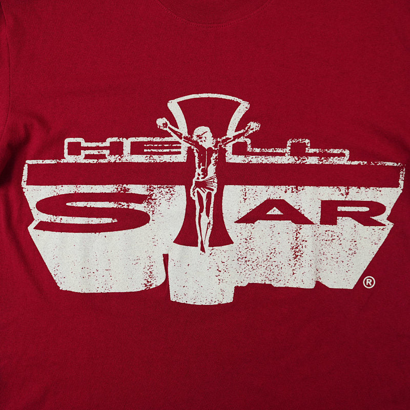 Hellstar Studios Jesus Emblem Short Sleeve Tee Shirt Blood Red