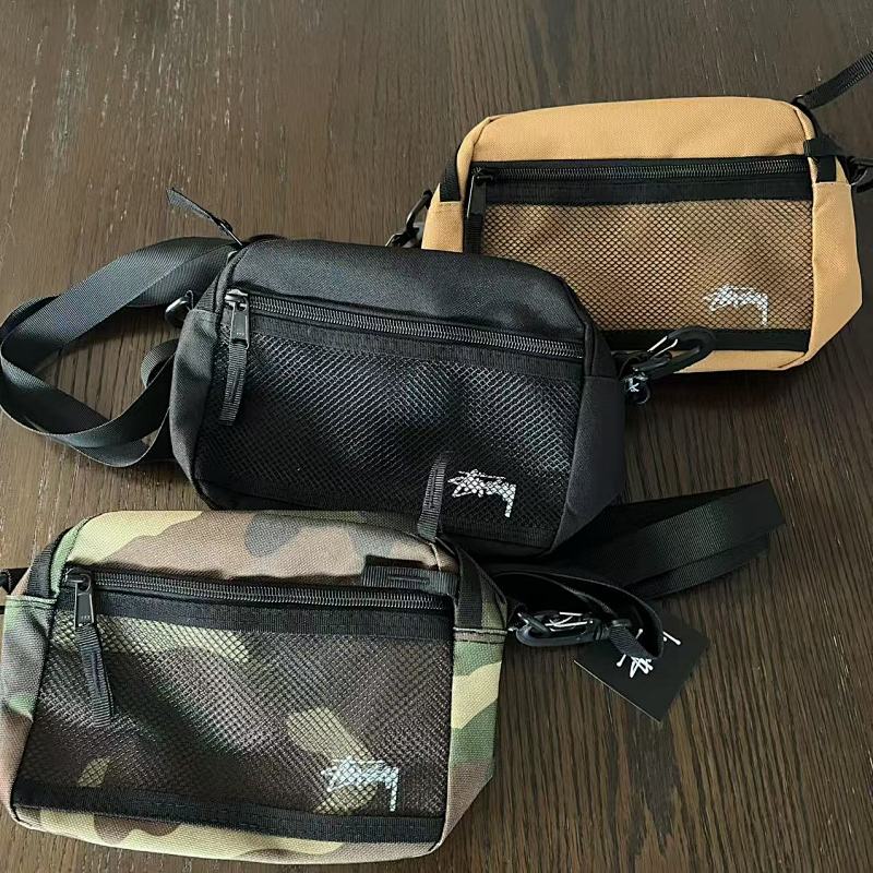 Camo Print Crossbody Shoulder Bag with Mesh Front Pocket