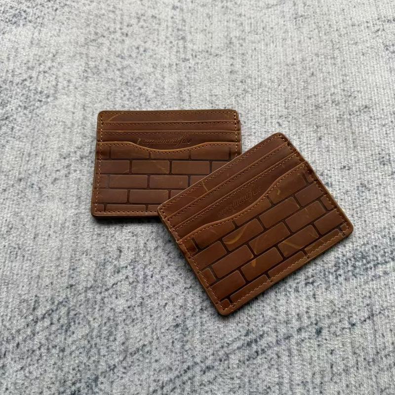 Brick-Embossed Leather Belt Set - Tan/Cognac