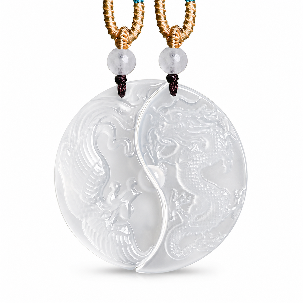 Dragon & Phoenix Couple Agate Unity Pendant Set ¨C Love. Harmony & Lifelong Bond