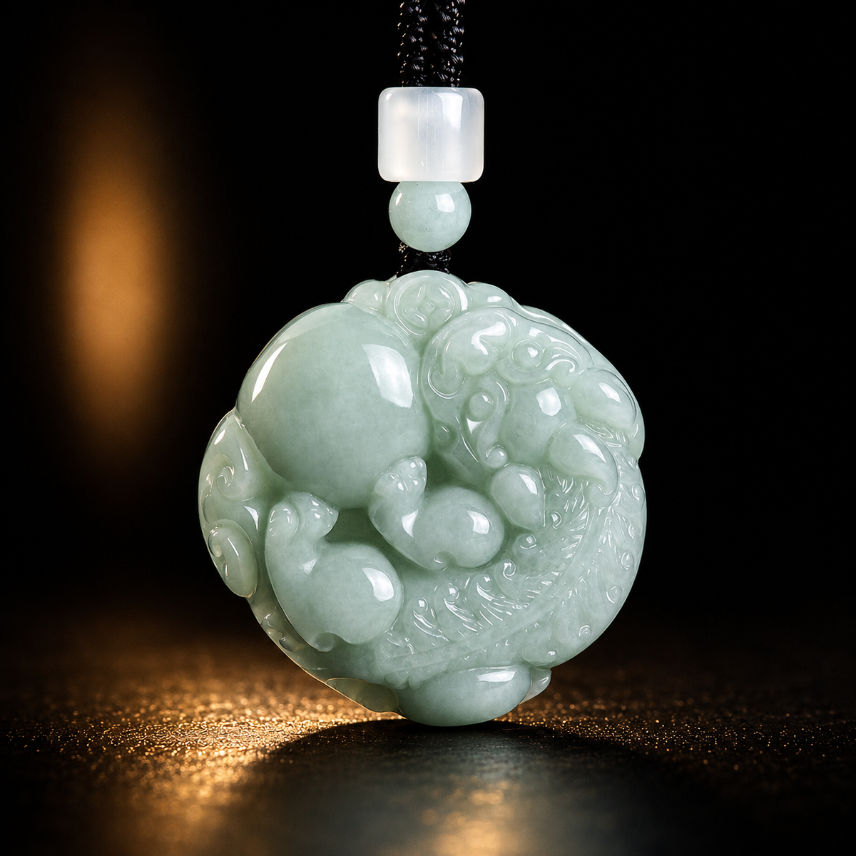 Pixiu Holding Fortune Jade Pendant-Wealth Stability & Prosperity