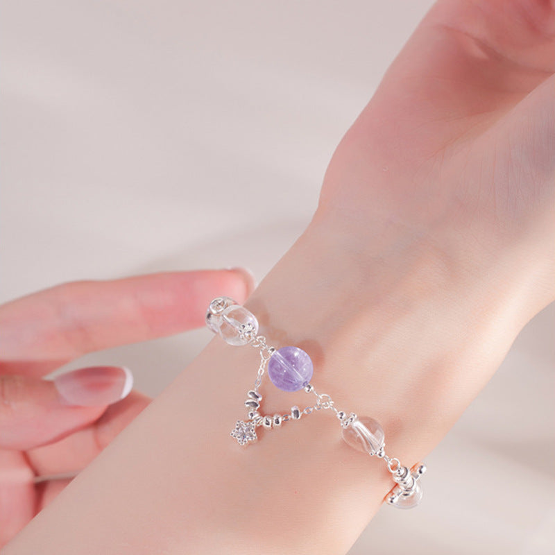 Amethyst Glow-S925 Silver Amethyst Star Bracelet