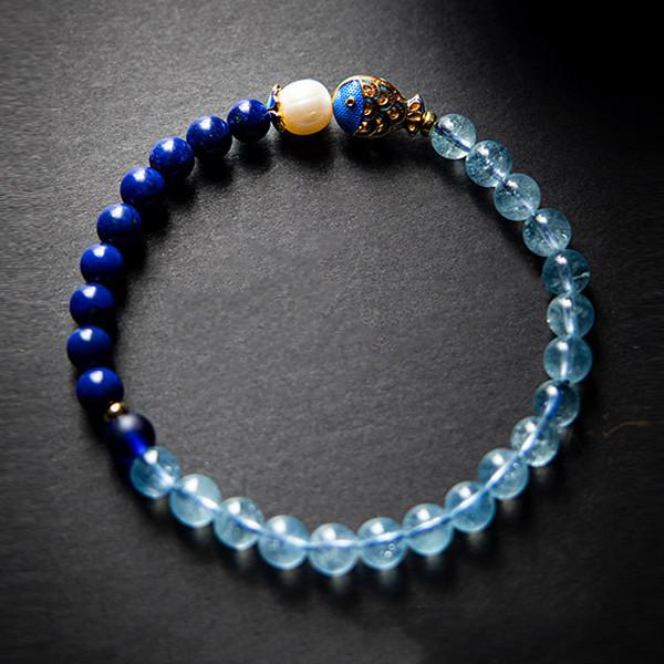 Koi Fish Aquamarine Beads Bracelet-Clarity. and Harmony