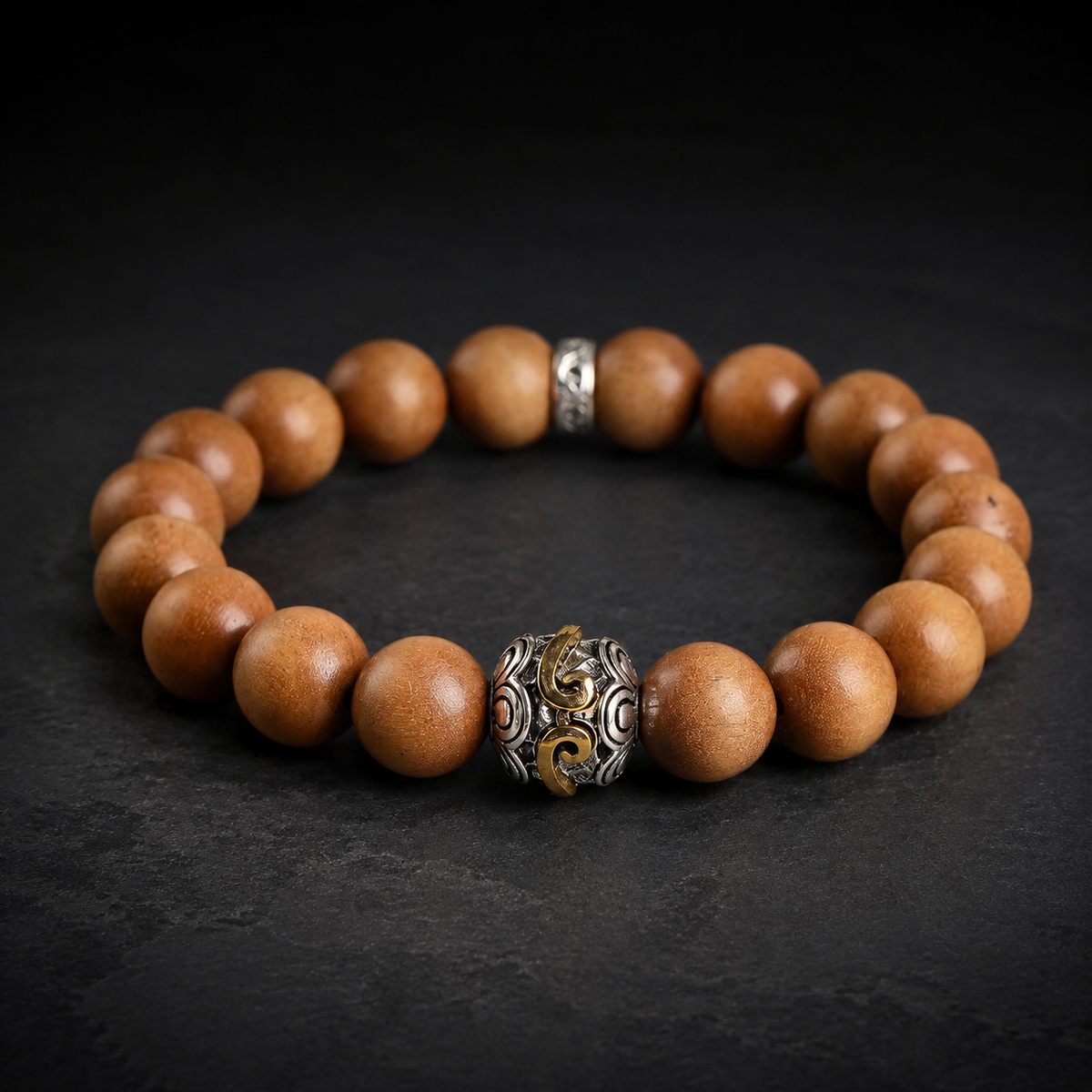 Auspicious Cloud & Six True Words Sandalwood Bracelet-Grounded Intention