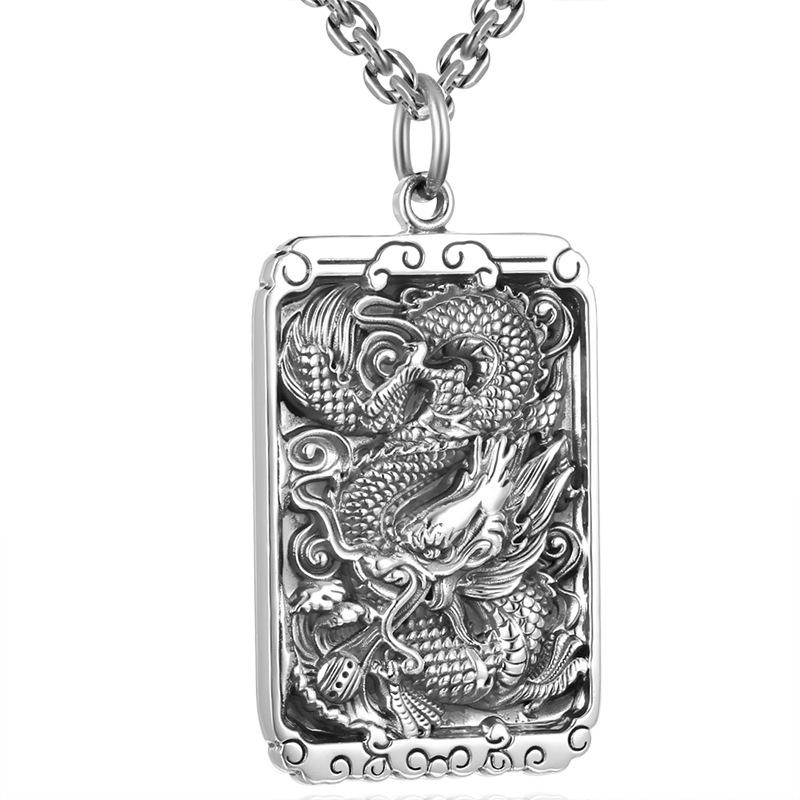 Auspicious Dragon Vintage Silver Pendant