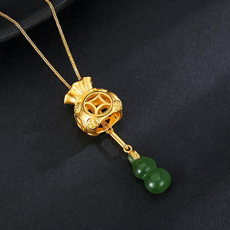 Auspicious Feng Shui Gold Money Bag Pendant Necklace
