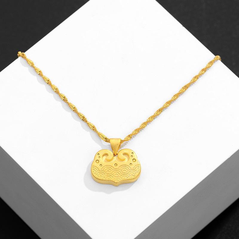 Auspicious Feng Shui Lucky Clouds Gold Pendant Necklace
