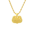 Auspicious Feng Shui Lucky Clouds Gold Pendant Necklace