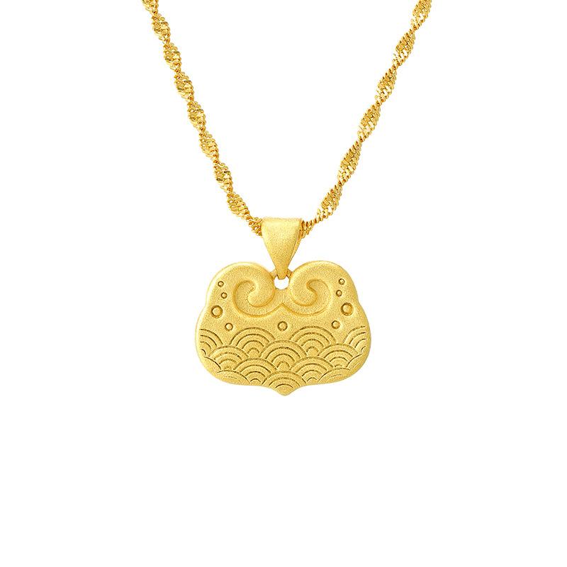 Auspicious Feng Shui Lucky Clouds Gold Pendant Necklace