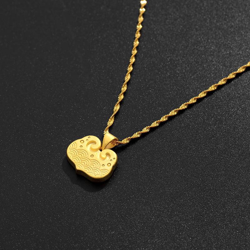 Auspicious Feng Shui Lucky Clouds Gold Pendant Necklace