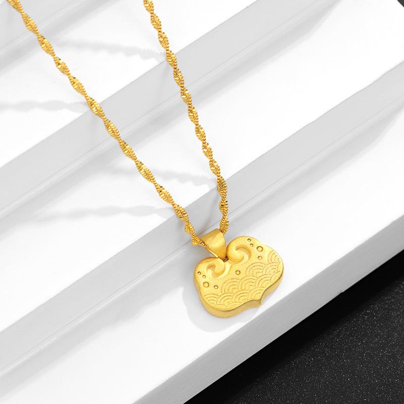 Auspicious Feng Shui Lucky Clouds Gold Pendant Necklace