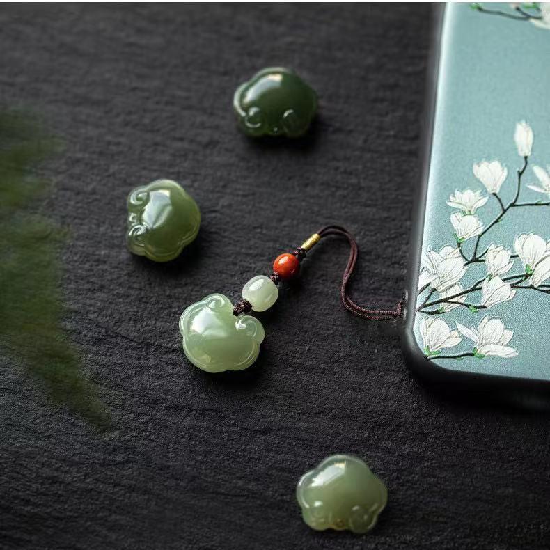 Auspicious Hetian Jade Phone Pendant Chain