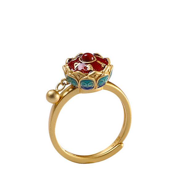 Auspicious Lotus Feng Shui Mantra Protection Ring