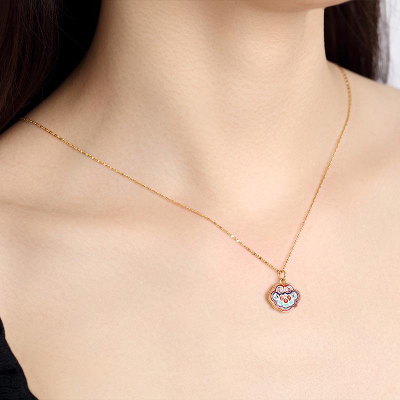 Auspicious Lotus Gold Feng Shui Lucky Pendant Necklace