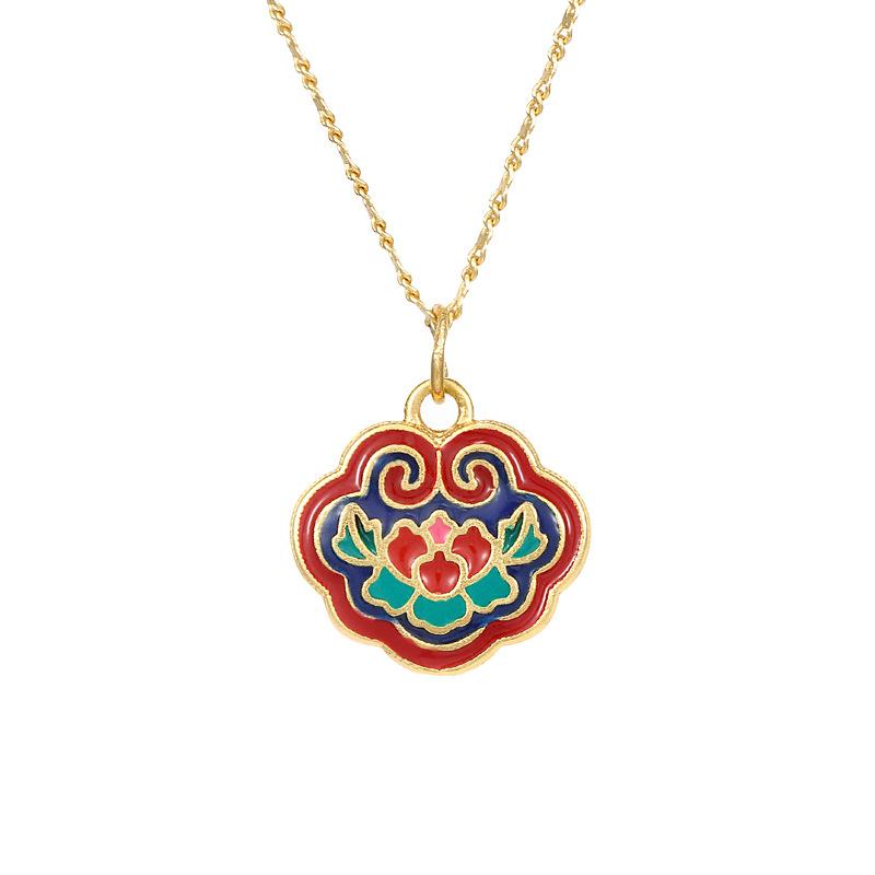 Auspicious Lotus Gold Feng Shui Lucky Pendant Necklace