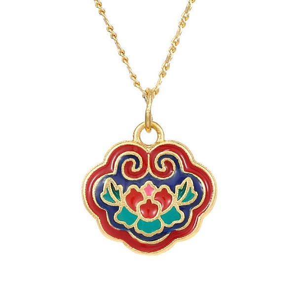 Auspicious Lotus Gold Feng Shui Lucky Pendant Necklace