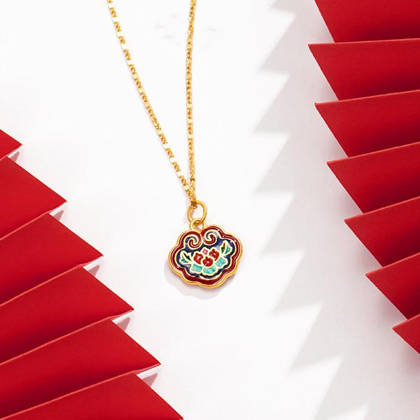 Auspicious Lotus Gold Feng Shui Lucky Pendant Necklace
