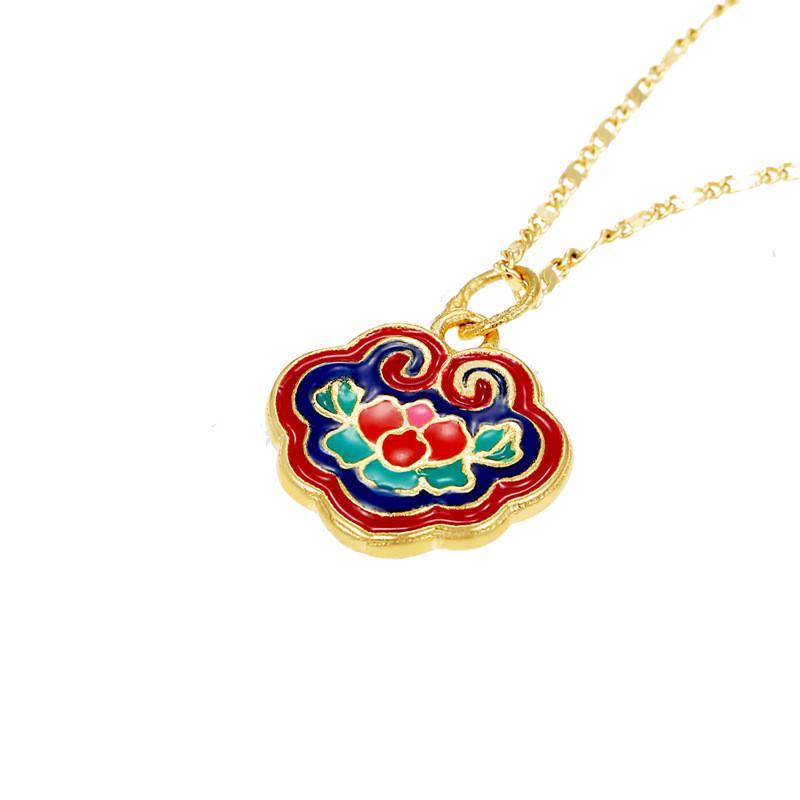 Auspicious Lotus Gold Feng Shui Lucky Pendant Necklace