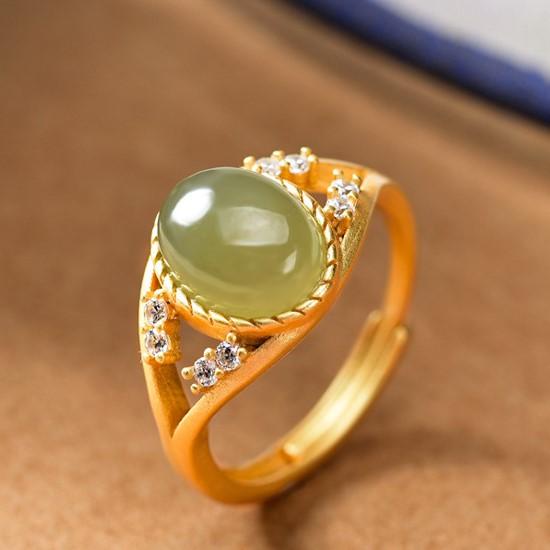 Auspicious Natural Hetian Green Jade Ring