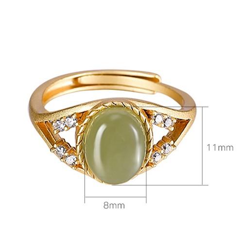 Auspicious Natural Hetian Green Jade Ring