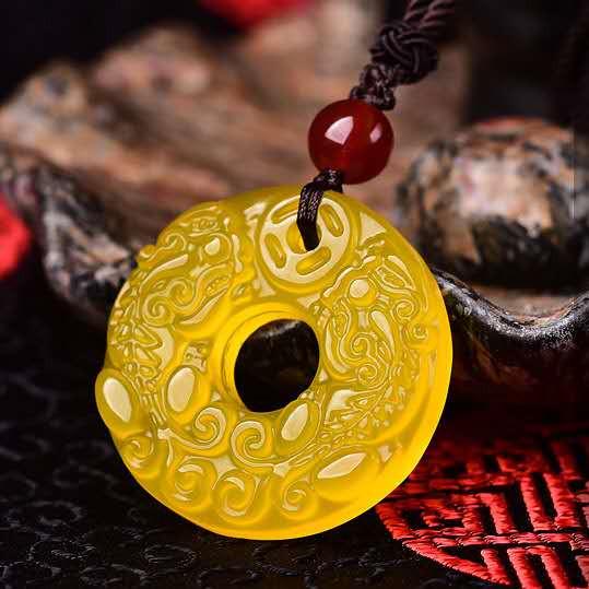 Auspicious Yellow Jade Pixiu Pendant Necklace