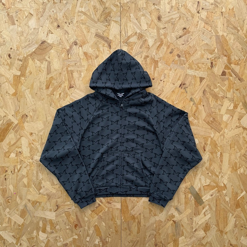 Mertra Monogram Zip Hoodie - Dark Grey