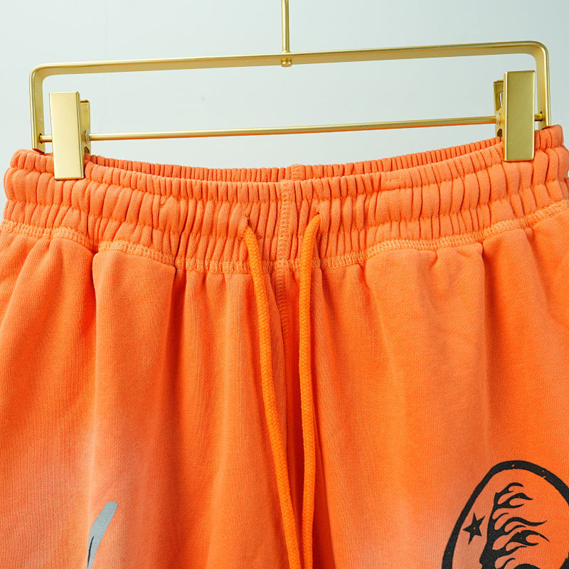 Hellstar Fire Orange Closed Elastic Bottom Sweatpants Orange Dye
