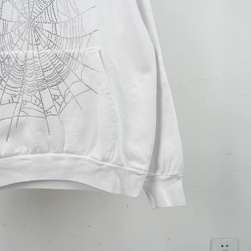Sp5Der 0G Rhinestone Logo Hoodie White