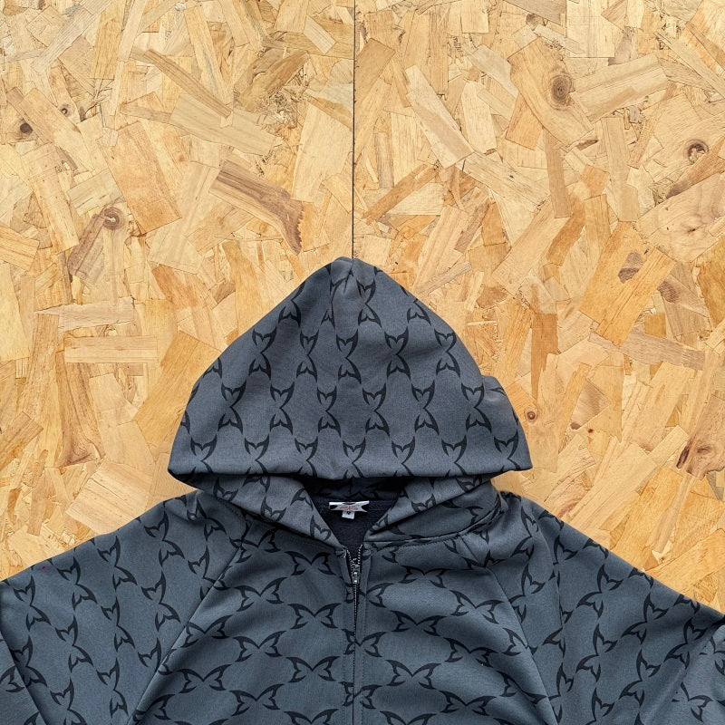 Mertra Monogram Zip Hoodie - Dark Grey