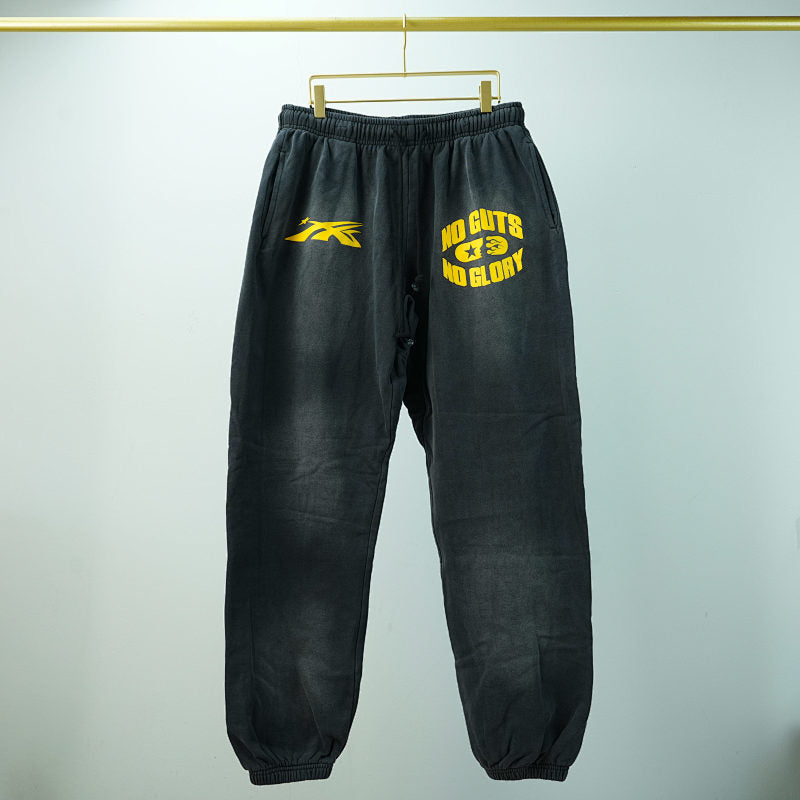 Hellstar No Guts No Glory Closed Elastic Bottom Sweatpants Midnight Dye Black