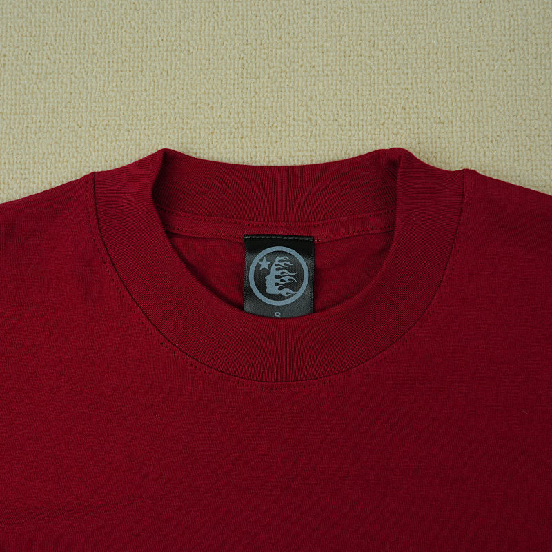 Hellstar Studios Jesus Emblem Short Sleeve Tee Shirt Blood Red