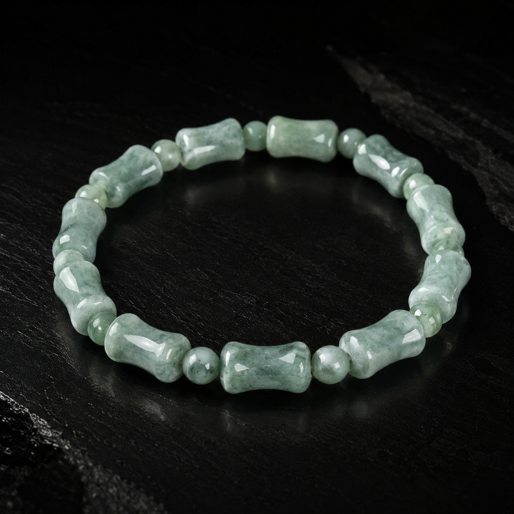 Green Jade Bamboo Bracelet-Growth. Success & Lasting Blessings