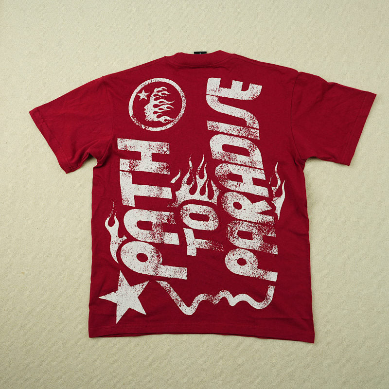 Hellstar Studios Jesus Emblem Short Sleeve Tee Shirt Blood Red