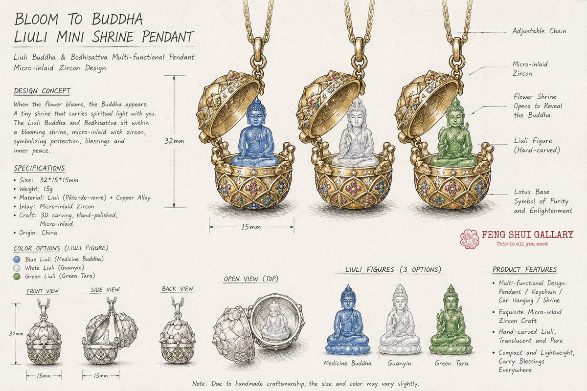Blooming Divinity: Miniature Liuli Buddha Gau Talisman