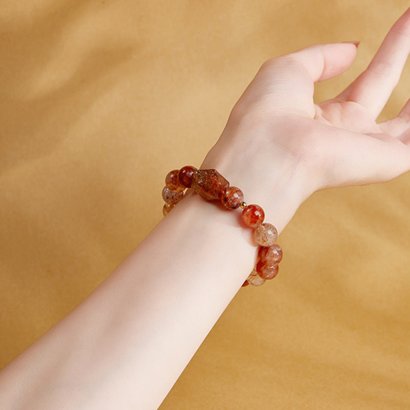 Warm Wishes-Black Gold Super Seven Crystal Rhombus & Peace Roundel Bracelet