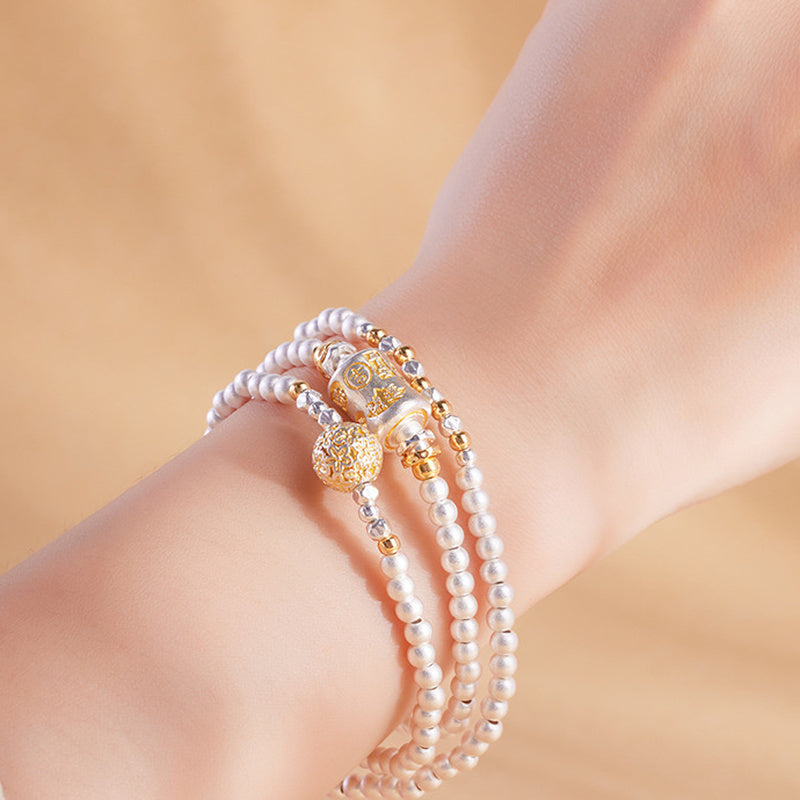 999 Fine Silver Blessing Barrel Triple-Wrap Bracelet-Blessings Held Close
