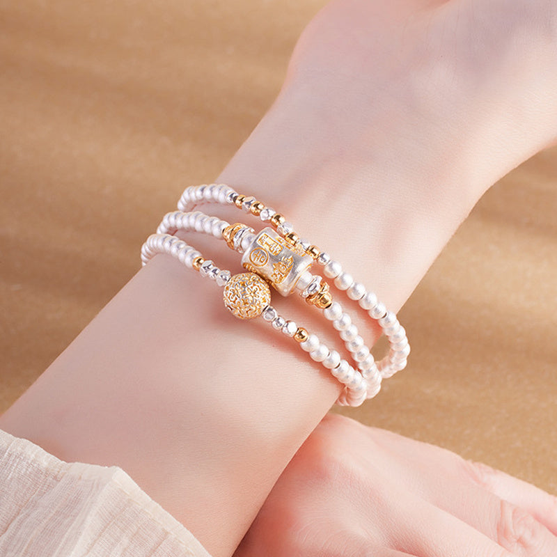 999 Fine Silver Blessing Barrel Triple-Wrap Bracelet-Blessings Held Close