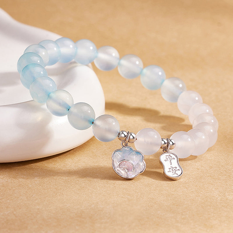 Blue Agate Cat Paw White Chalcedony Bracelet-Gentle Ease