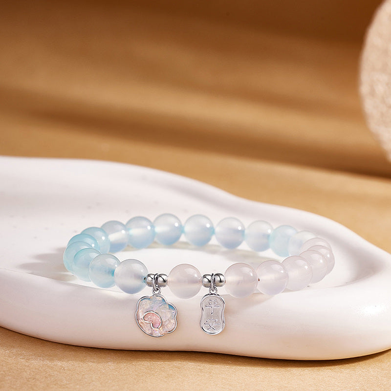 Blue Agate Cat Paw White Chalcedony Bracelet-Gentle Ease