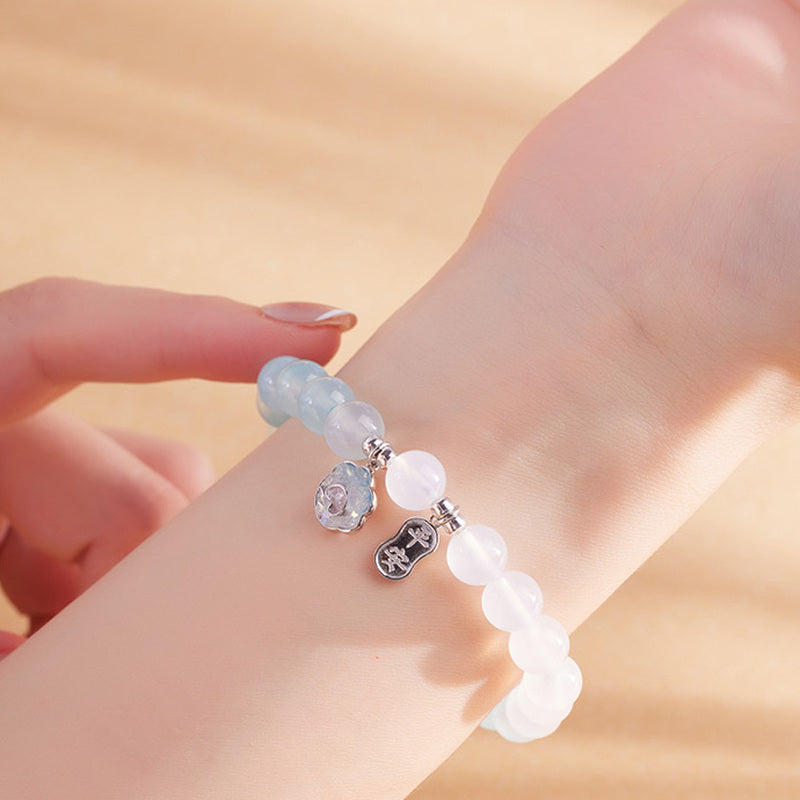 Blue Agate Cat Paw White Chalcedony Bracelet-Gentle Ease