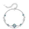 Blue Enamel Clover Silver Bracelet-Graceful Connection
