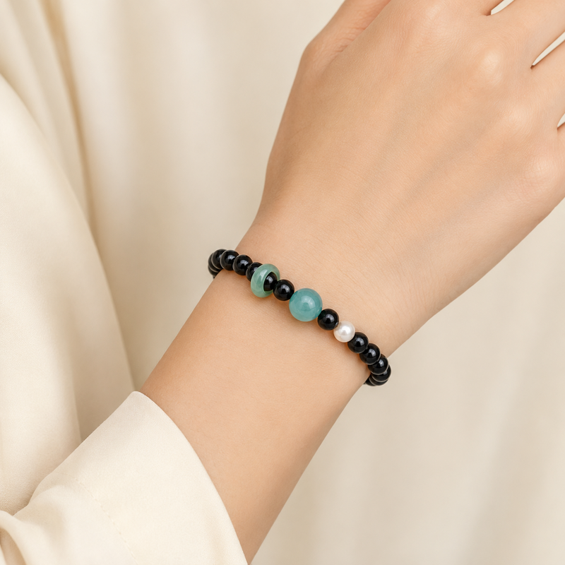 A Brighter Turn-Blue Water Jade Obsidian Bracelet