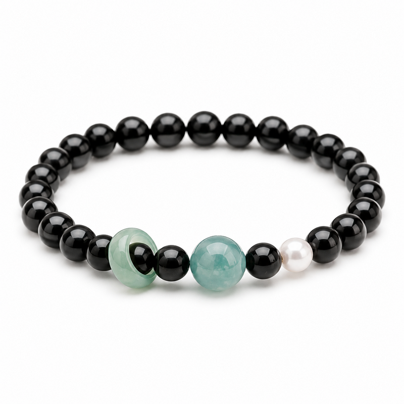 A Brighter Turn-Blue Water Jade Obsidian Bracelet
