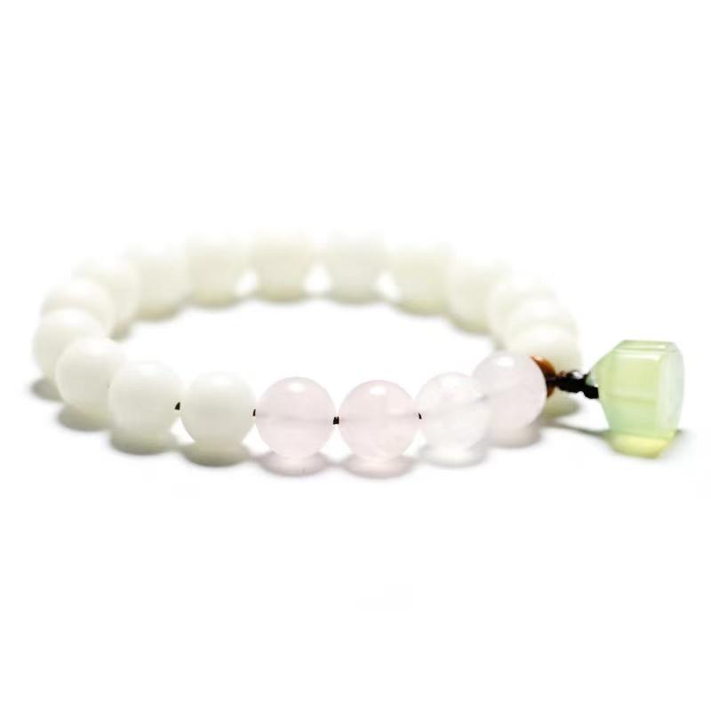 Bodhi Root Bracelet-Green Agate Lotus Jade Bead