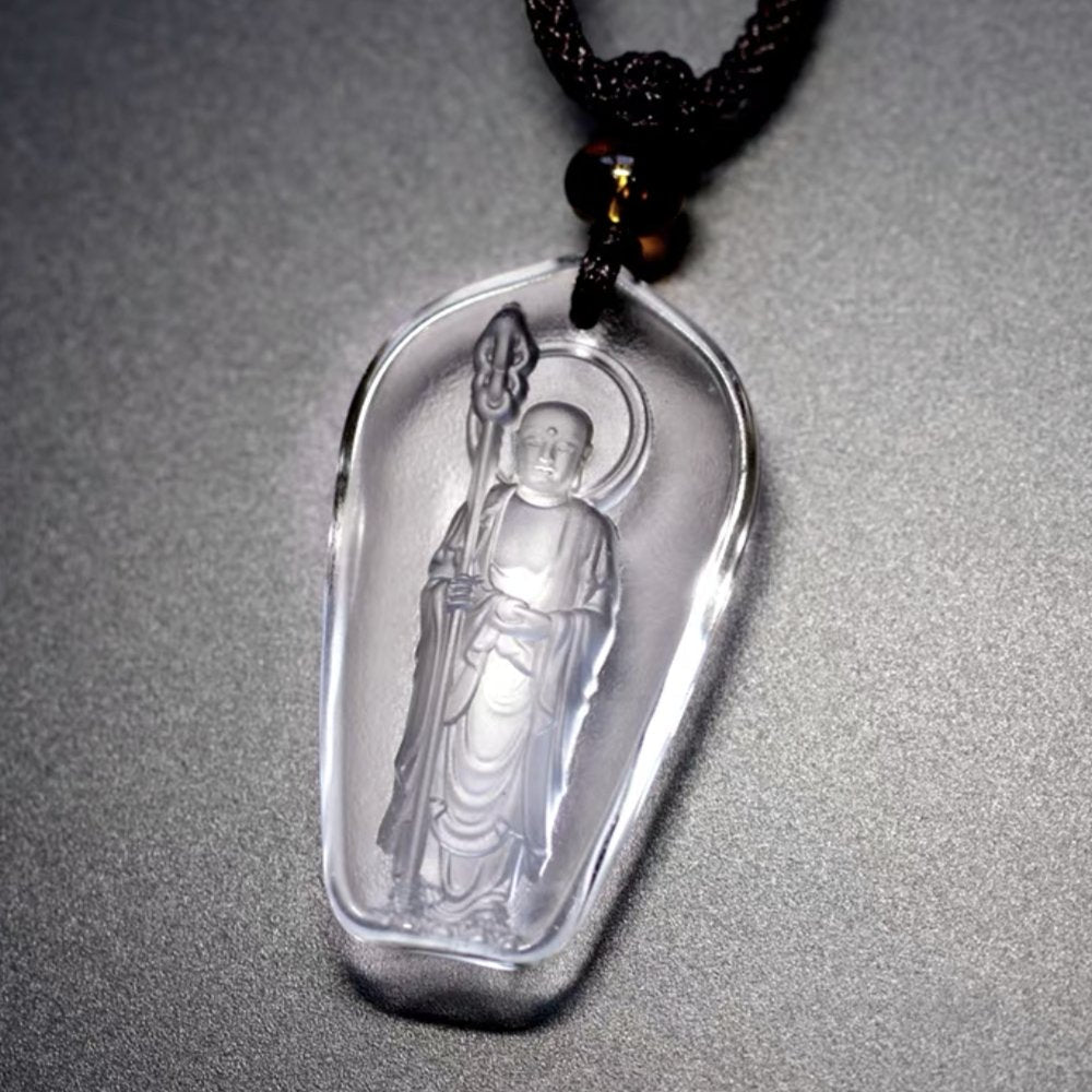 Bodhisattva Ksitigarbha Glaze 24k Gold Pendant-Earth Store Bodhisattva