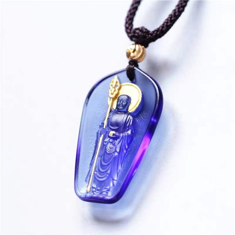 Bodhisattva Ksitigarbha Glaze 24k Gold Pendant-Earth Store Bodhisattva