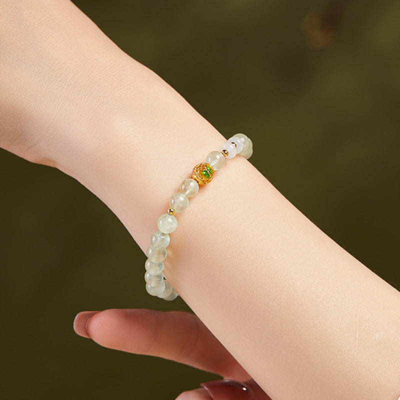 Gentle Renewal-Cold Enamel Butterfly Prehnite Bracelet