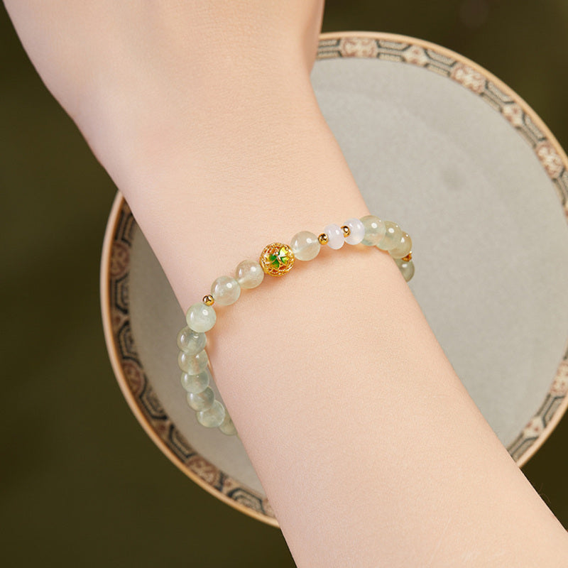 Gentle Renewal-Cold Enamel Butterfly Prehnite Bracelet